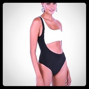 Express One Shoulder Cut Out One Piece Swimsuit
